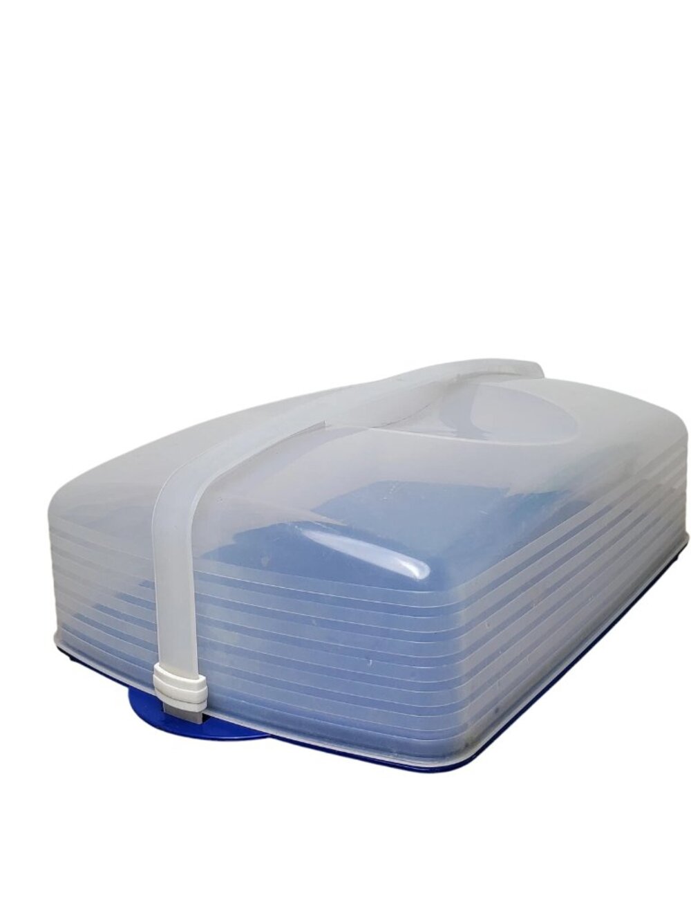 Tupperware Rectangle Bake N Take Cake Cupcake Taker Carrier Blue Clear